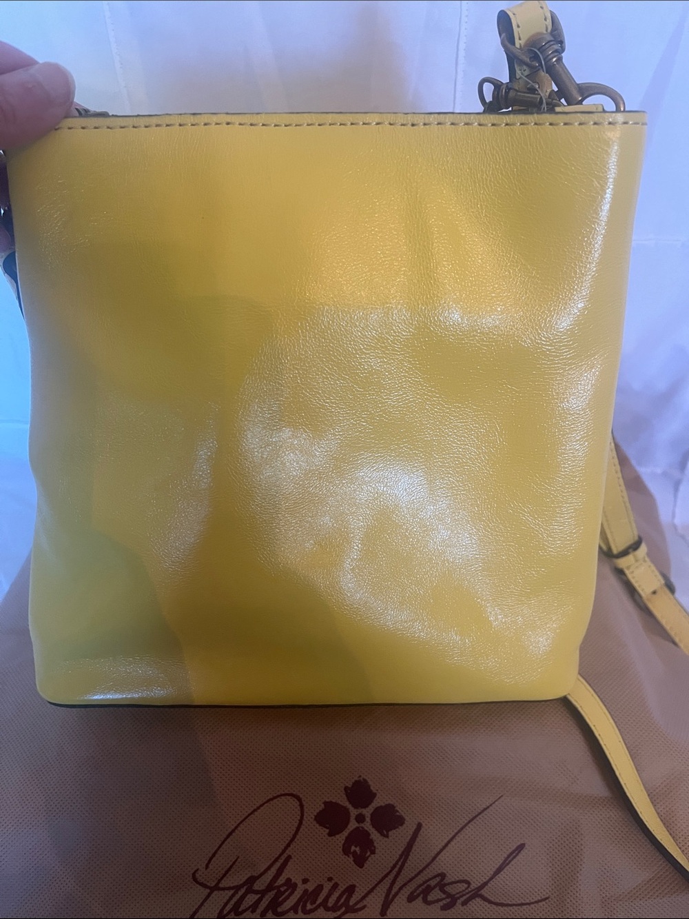 Patricia Nash Bright Yellow Leather Chain-Accent Crossbody - Picture 6 of 16